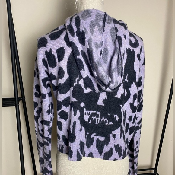 Skull Cashmere Purple & Black Carson Leopard Print Hoodie Sweater Size XS NEW - Picture 4 of 8